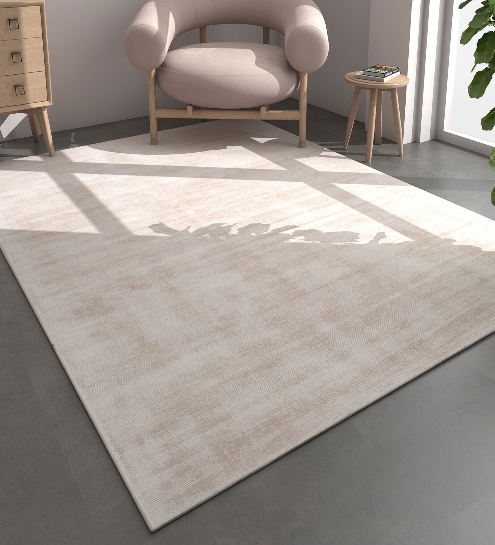 Grey Solid Others 4 ft X 6 ft Hand Woven Carpet