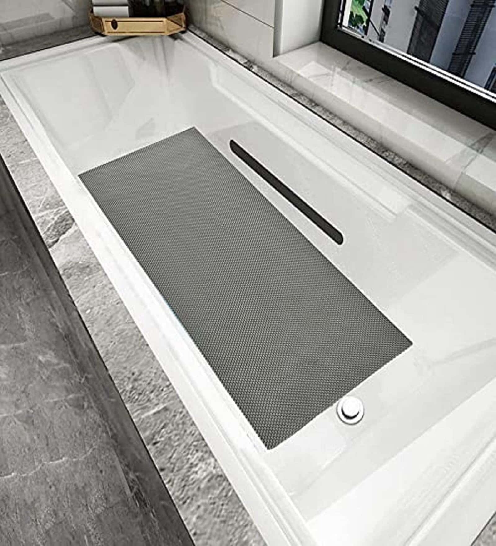 Grey Solid PVC 2 ft x 5 ft Antiskid Bath Tub Cum Floor Runner