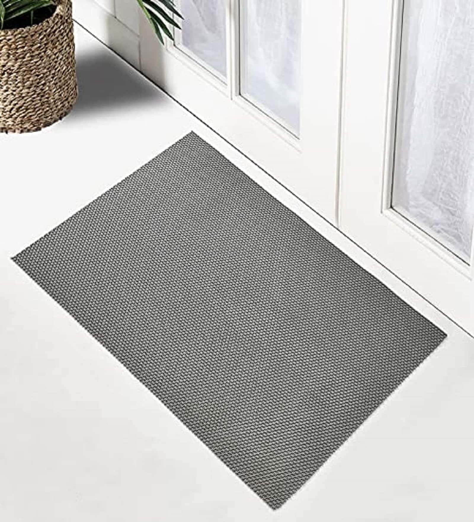 Grey Solid PVC 36x24 Inches Antiskid Bath Mat