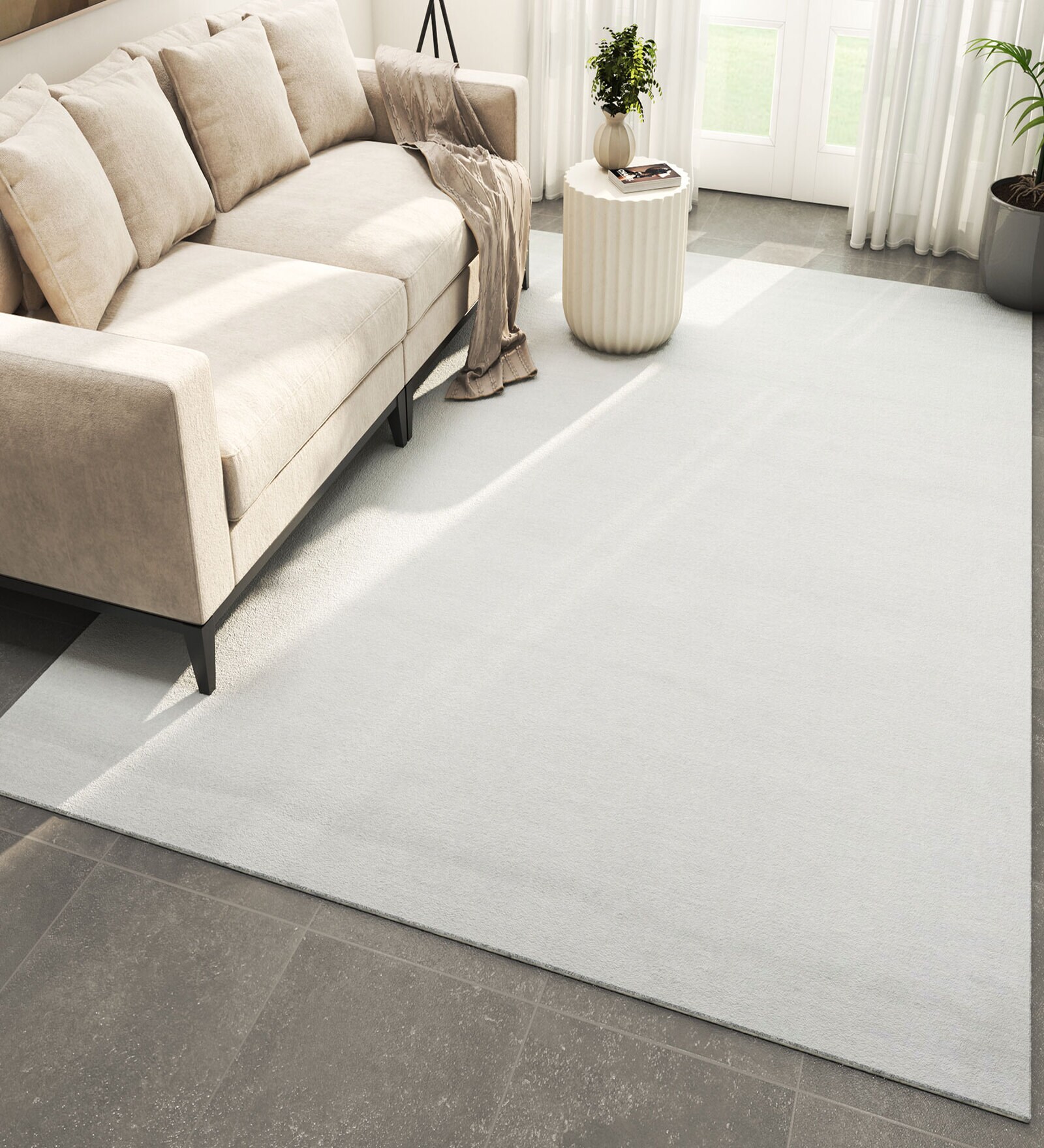 Grey Solid Viscose 5 ft X 8 ft Hand Woven Rectangle Carpet
