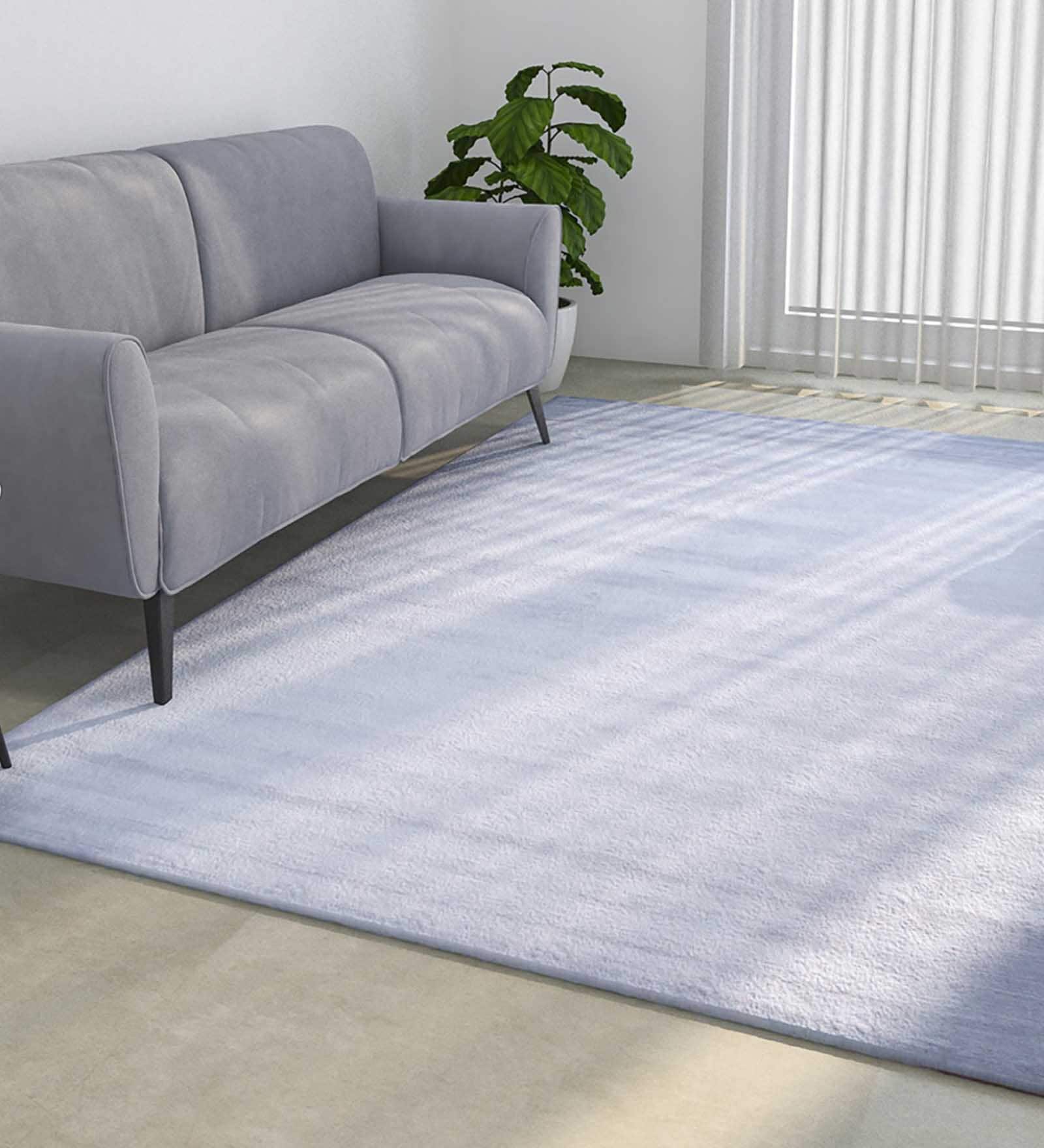 Grey Solid Viscose 6 ft x 9 ft Hand Tufted Carpet