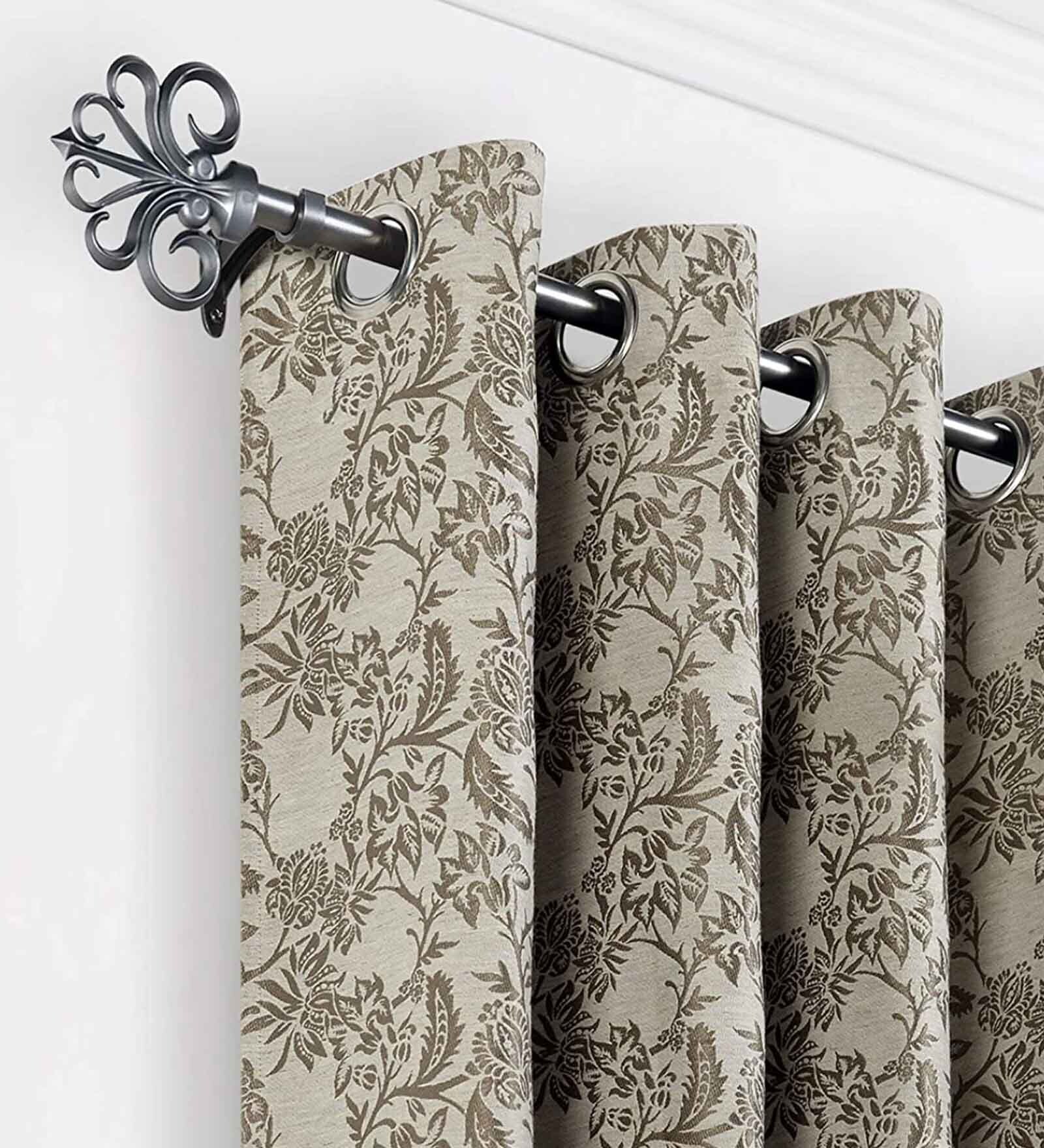 Grey Sophia Iron Expandable 2 Curtain Rod with Accessories ( 36 to 66 Inches)