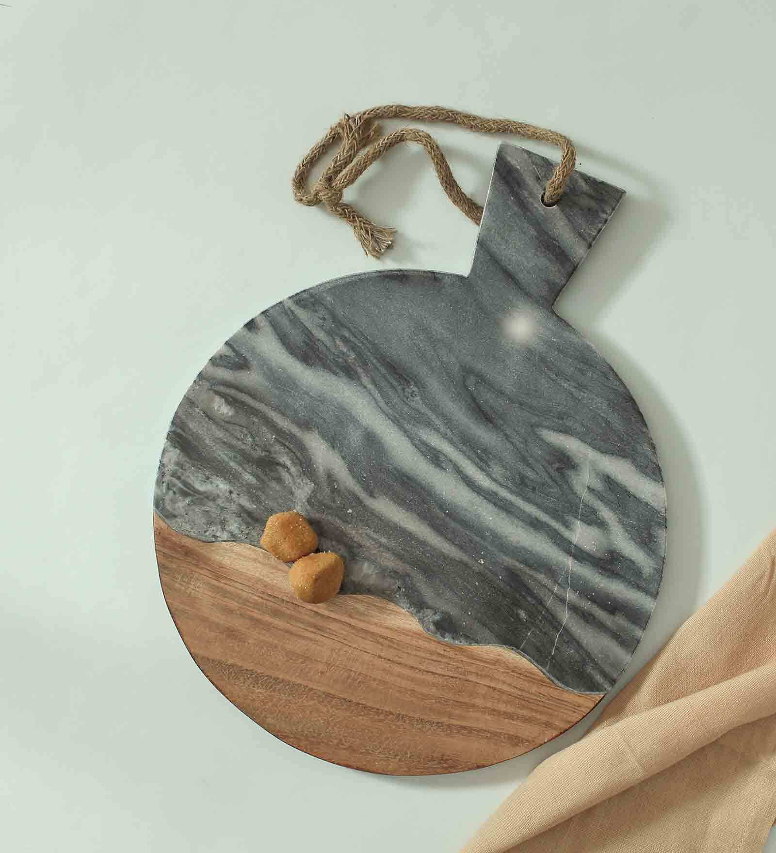 Buy Flat Round Grey & Brown Stone Cheese Board at 100 OFF by House
