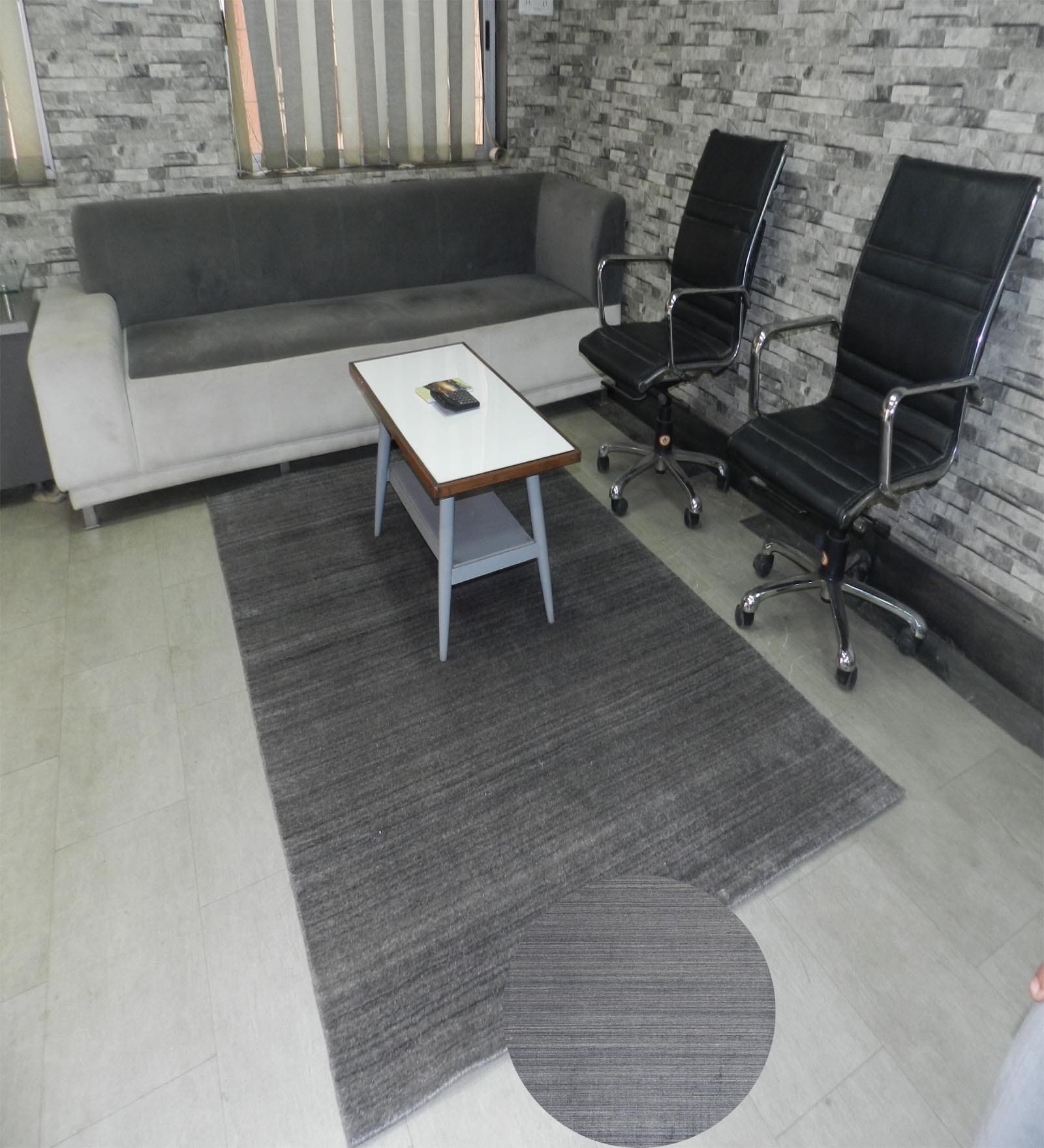 Grey Stripes Wool 8X5 Feet Handloom Carpet