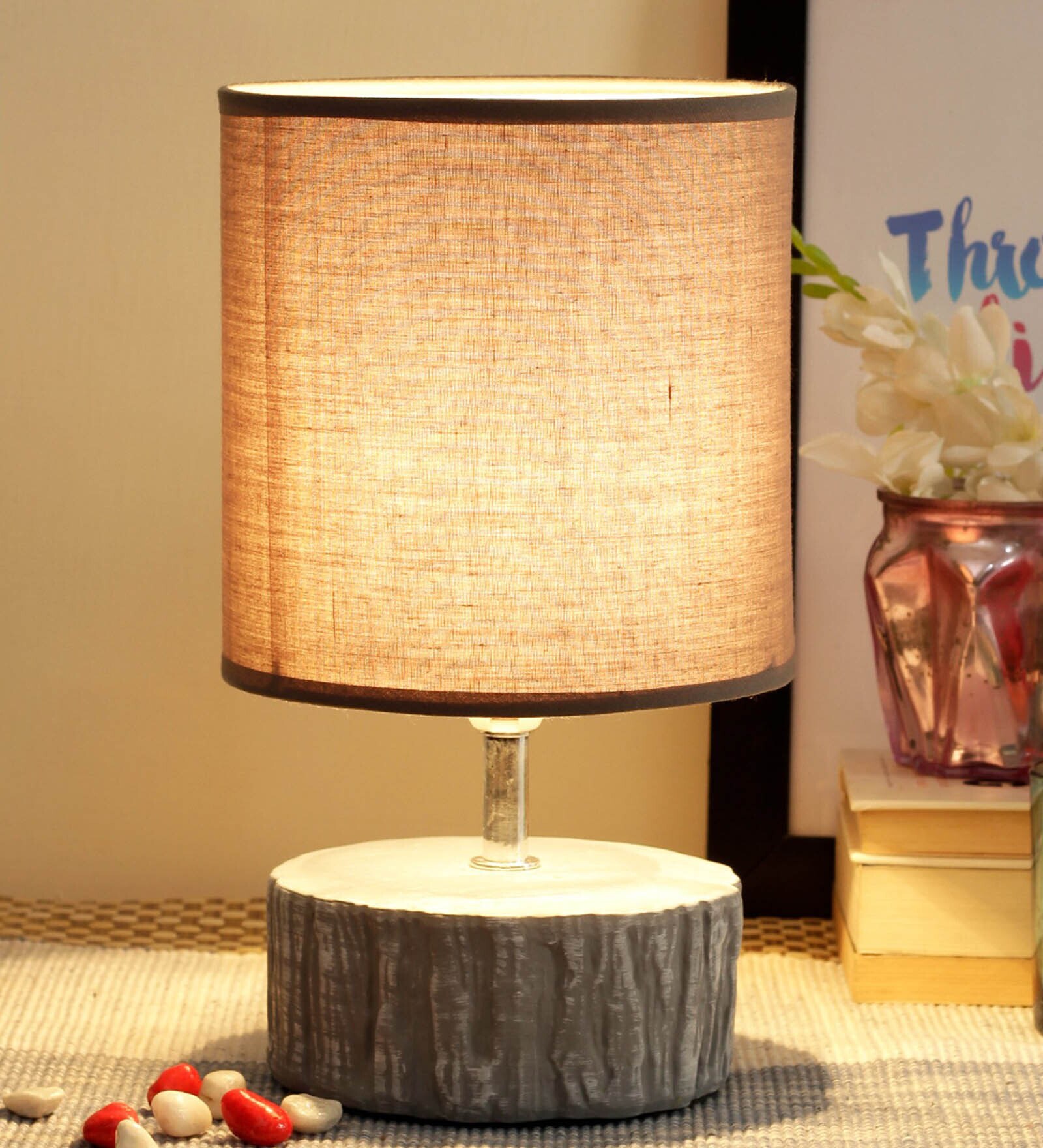Buy Grey Table Lamp Shade With Ceramic Base By Tied Ribbons at 32 OFF