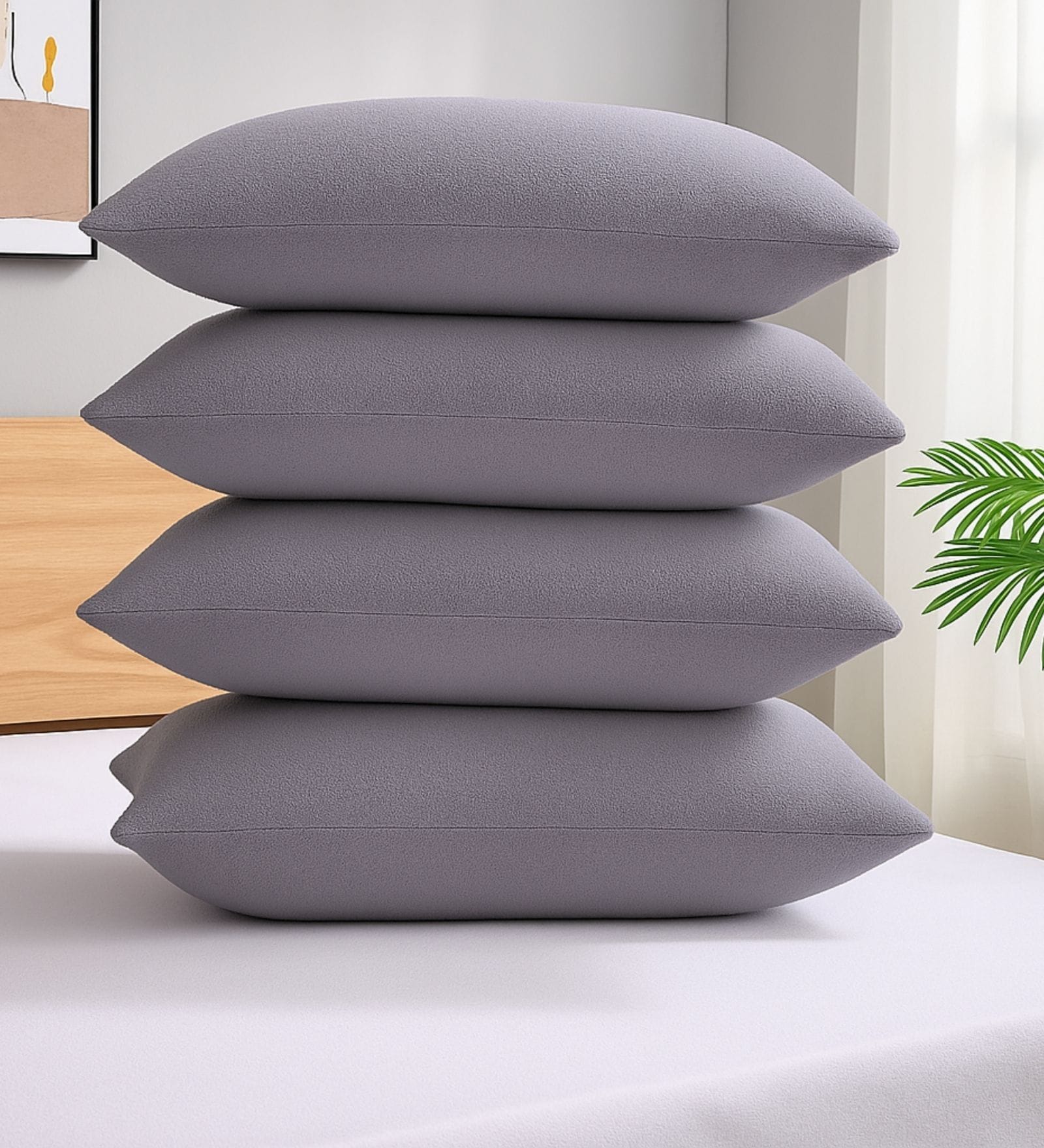 Grey Terry 300 TC Waterproof 18x28 inches Pillow Protector Covers Set of 4