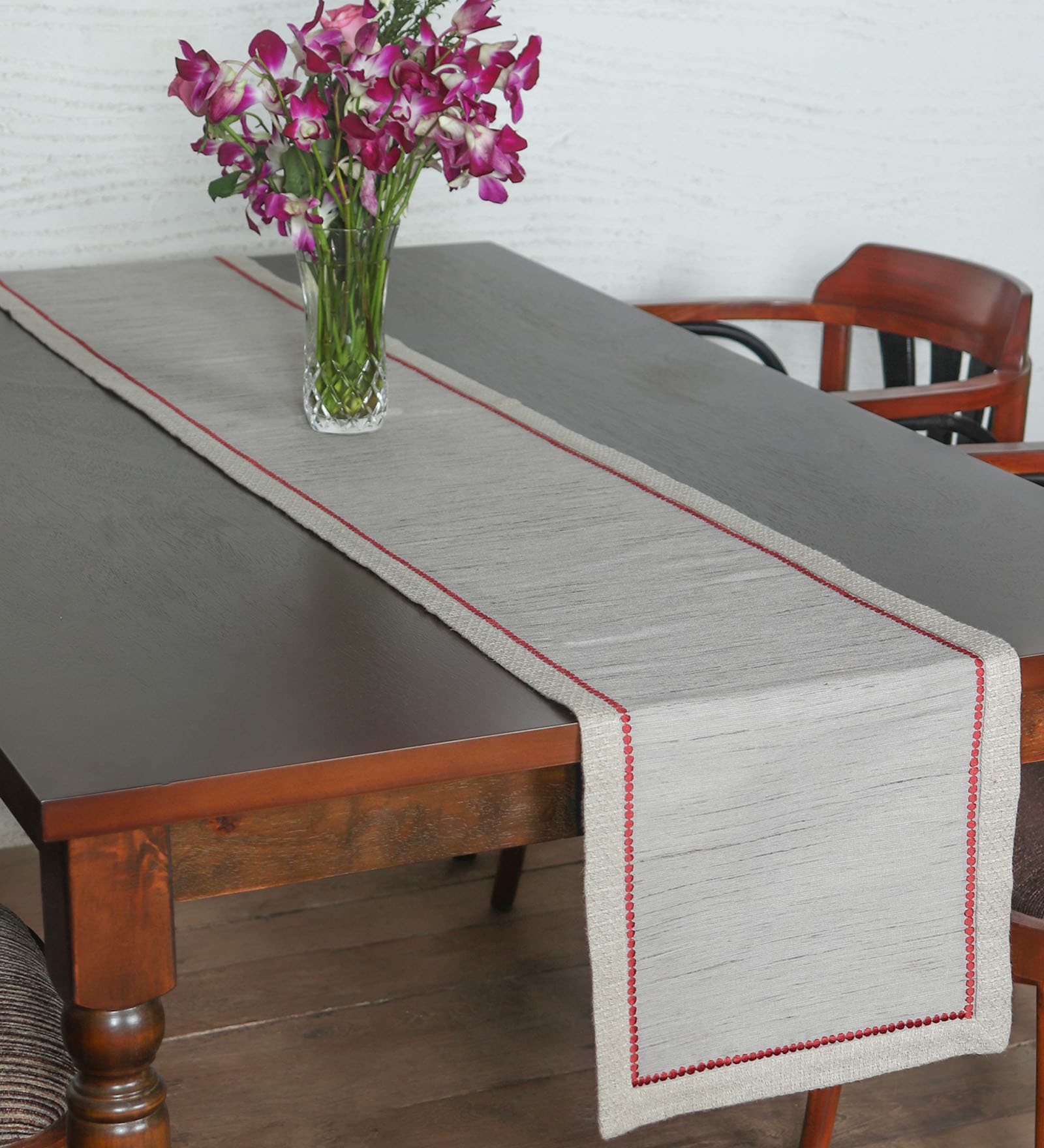 Grey Textured Cotton Blend (12 x 84 ) Table Runner
