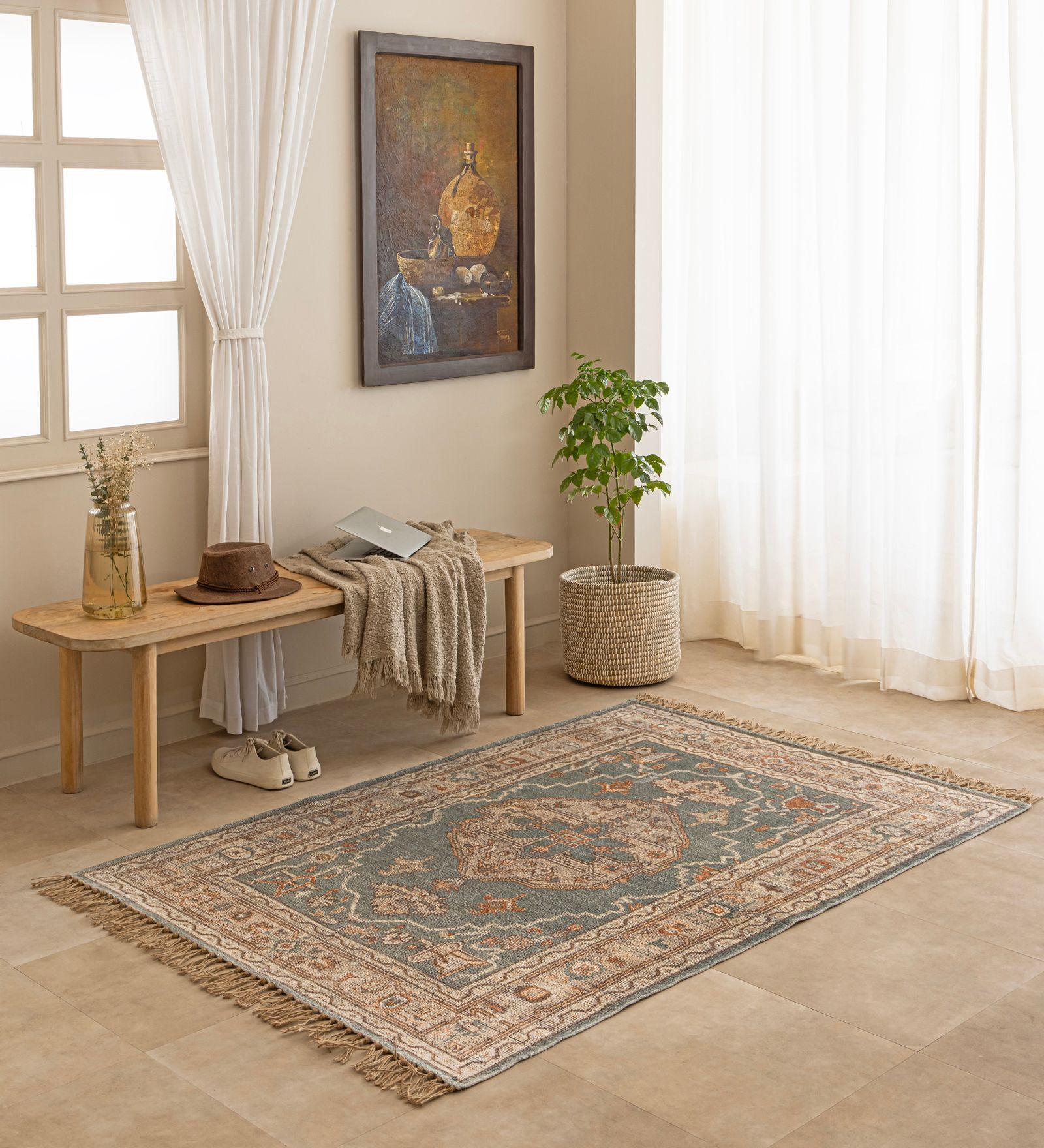 Grey Traditional Hand Woven 6 Ft X 4 Ft  Dhurrie