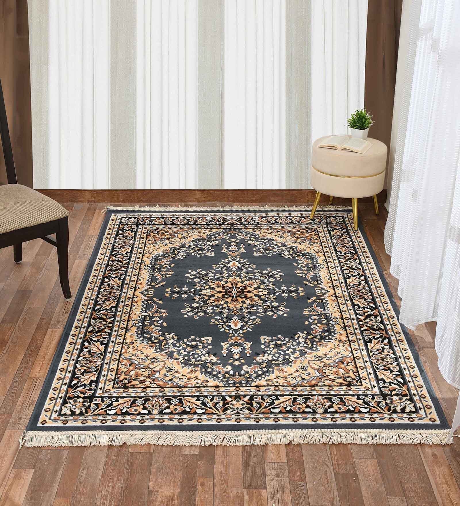 Machine Made Polyester Rugs Buy Grey Traditional Polyester 5 ft x 7 ft Machine made Carpet at 34% ...