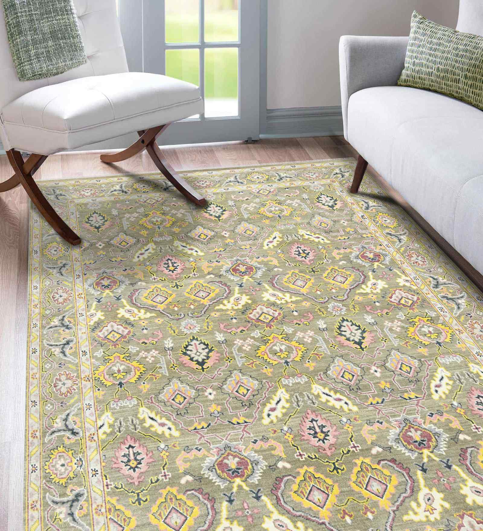 Grey Traditional Raw Handspun Wool 10x12 Feet Handmade Rectangle Carpet