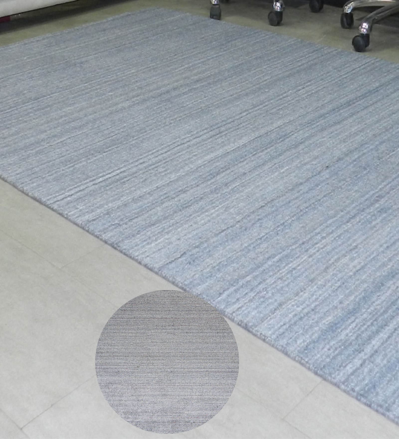 Grey Traditional Viscose And Wool And Cotton 8X5 Feet Handloom Carpet