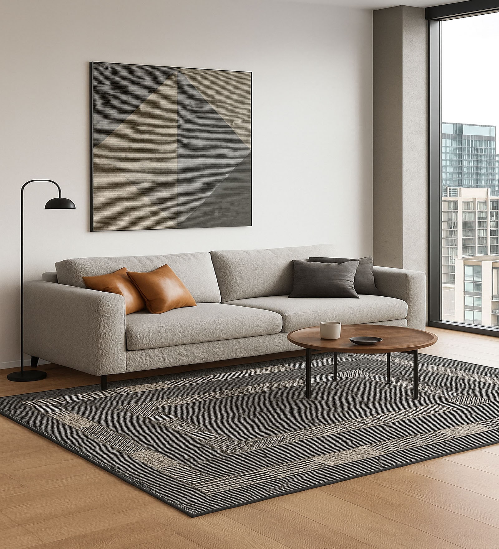 Grey Traditional Wool Hand Woven Carpet