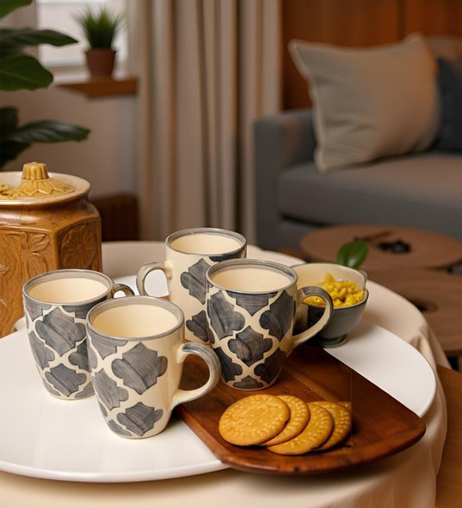 Grey Umrao Coffee Mug Set of 4(275 ML Each) Microwave Safe Coffee Mugs