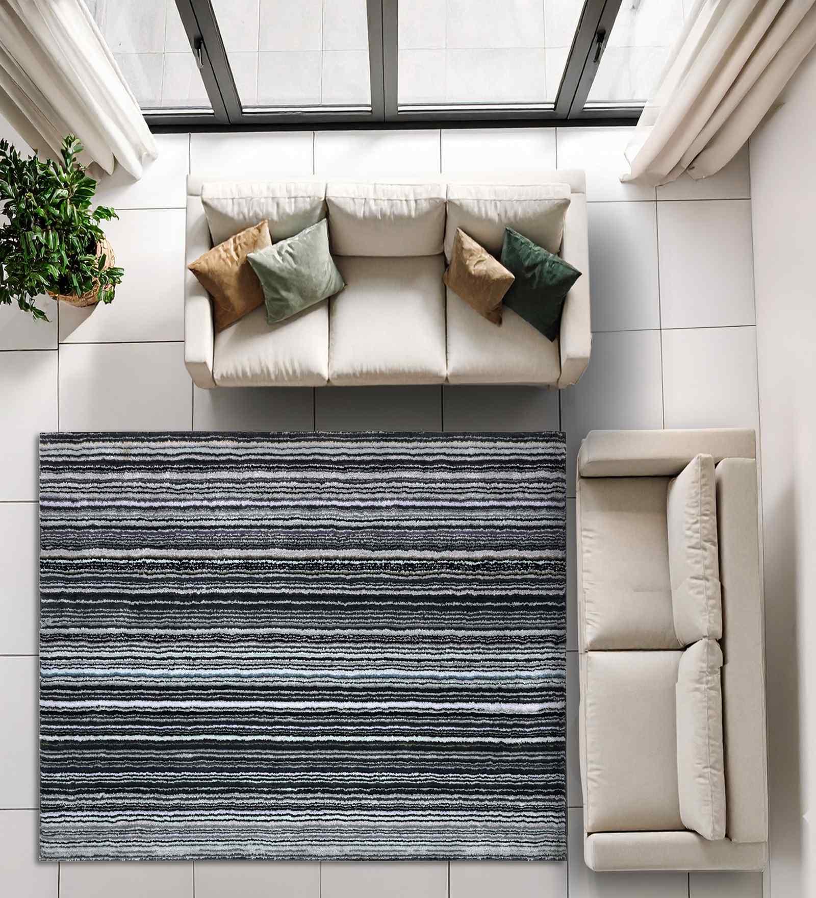 Grey Vibe Microfiber Backing  6X9 Ft Floor Carpet