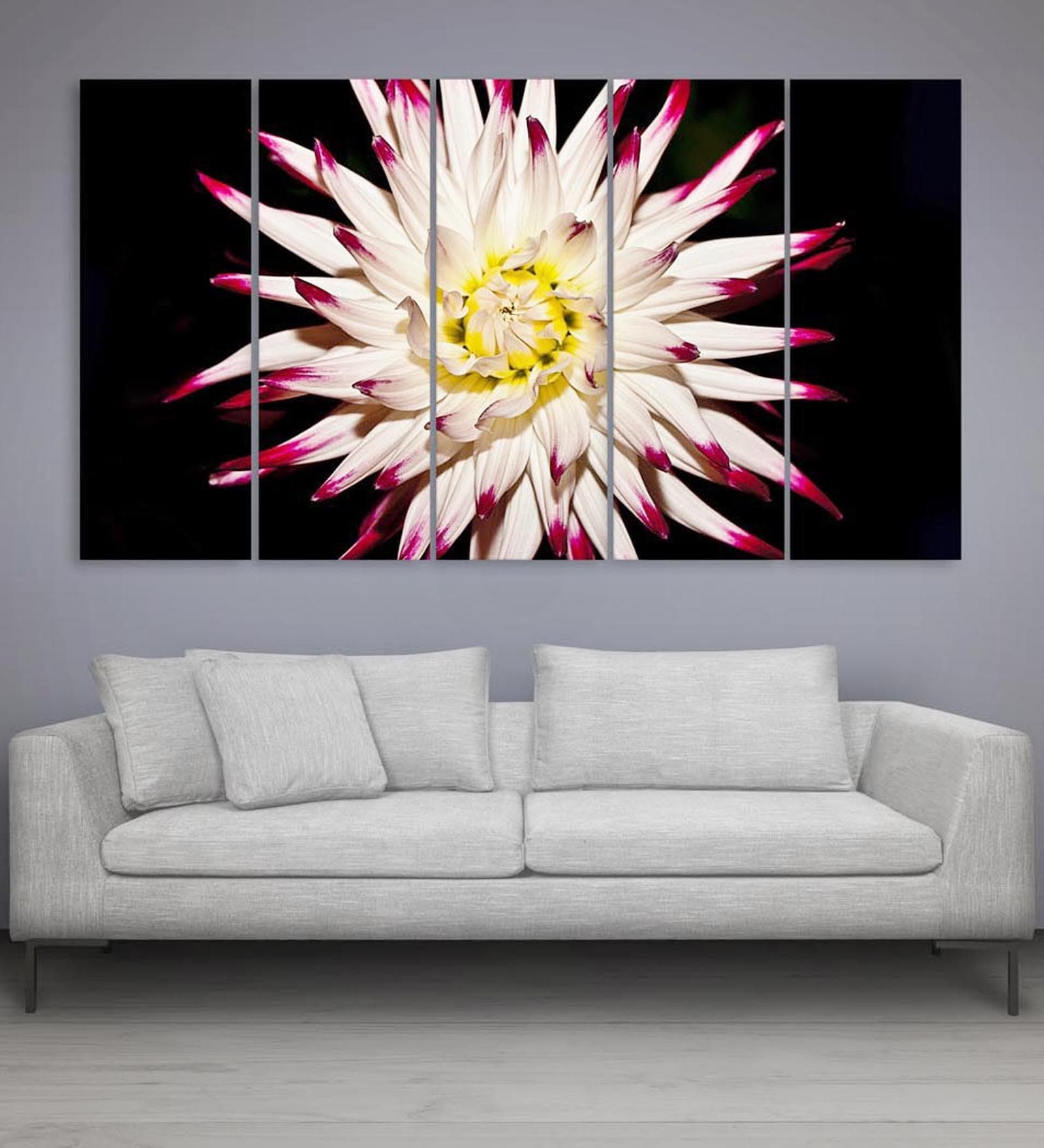 Grey Wood Multiple Frames Beautiful Flowers Art Panels