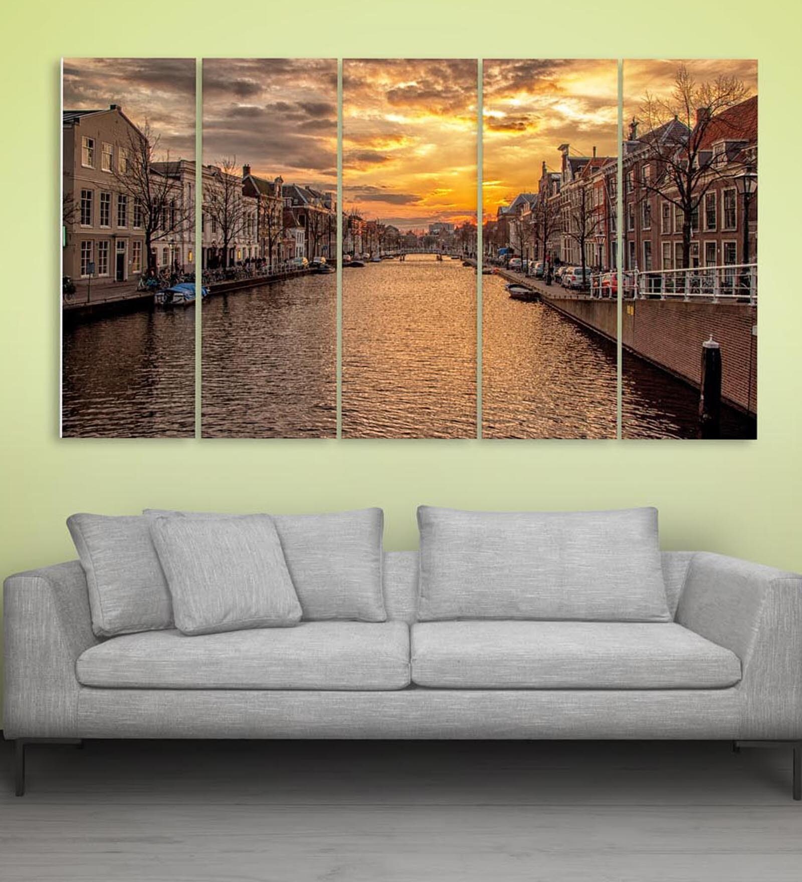 Brown Wood Framed Art Panels Set of 5