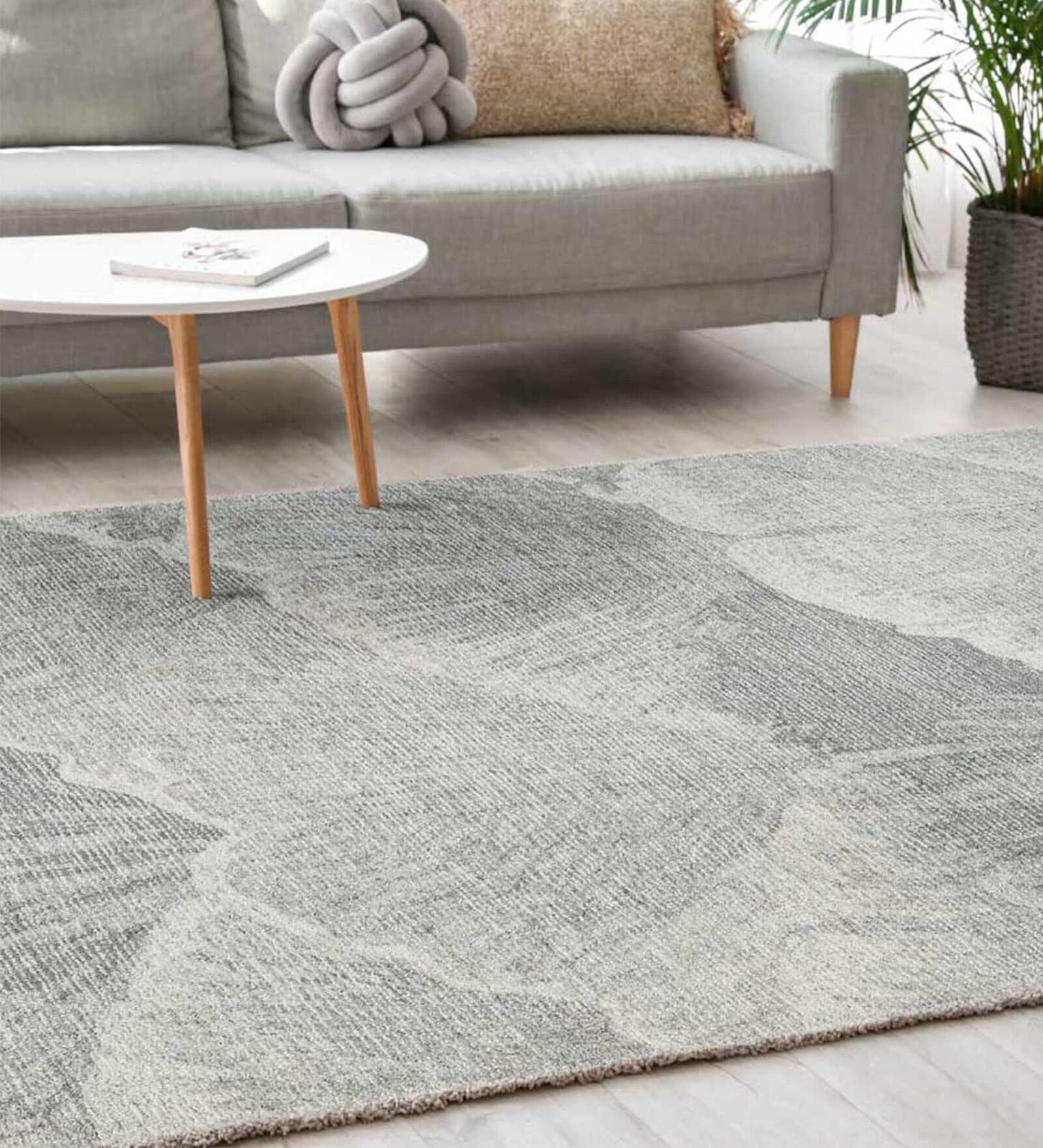 Buy Grey Wool Abstract 6 x 9 Feet Hand Tufted Carpet Summer Refresh