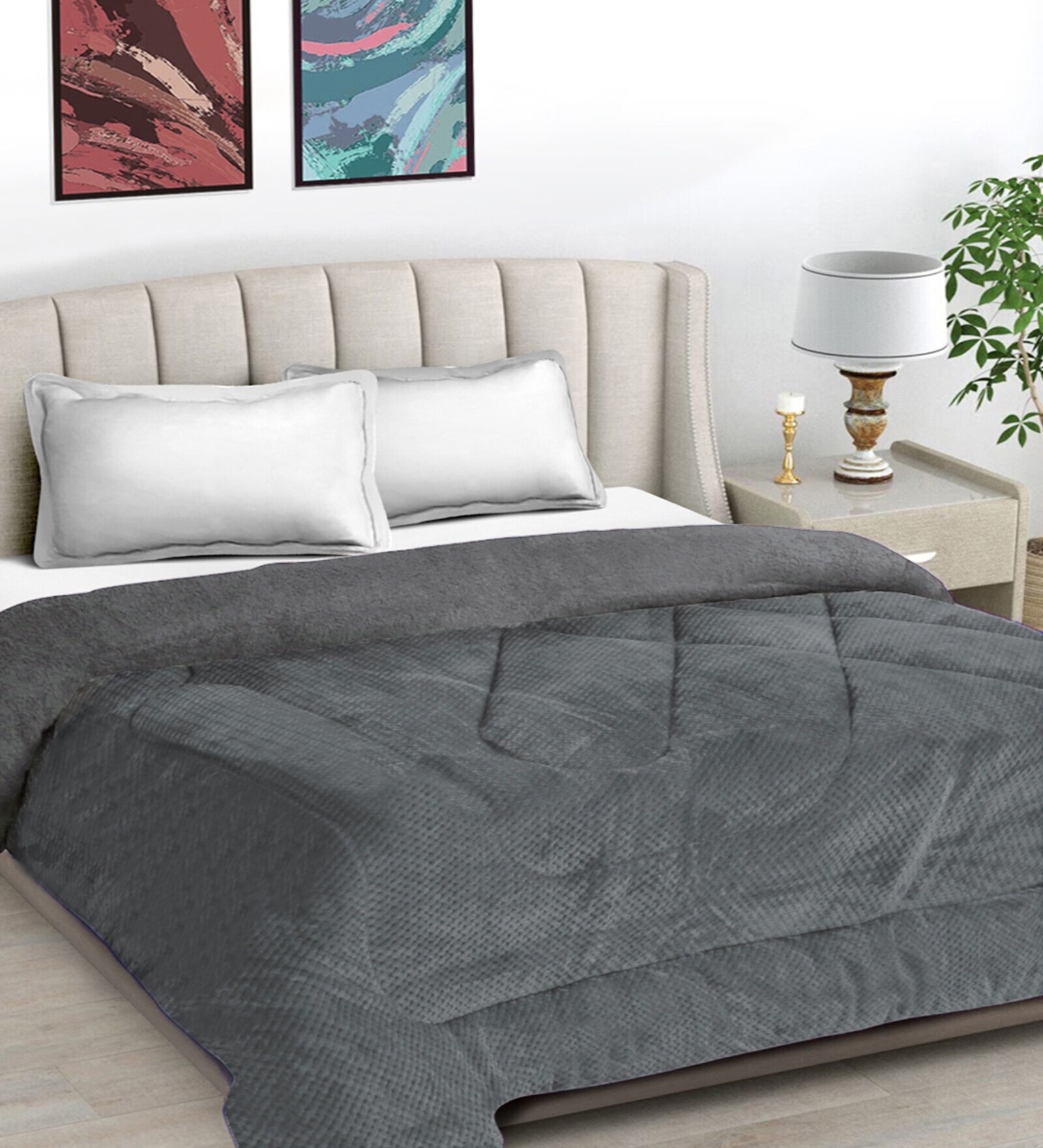 Buy Grey Wool Solid 950 GSM Double Bed Quilt by FABINALIV at 70 OFF by Fabinaliv Pepperfry