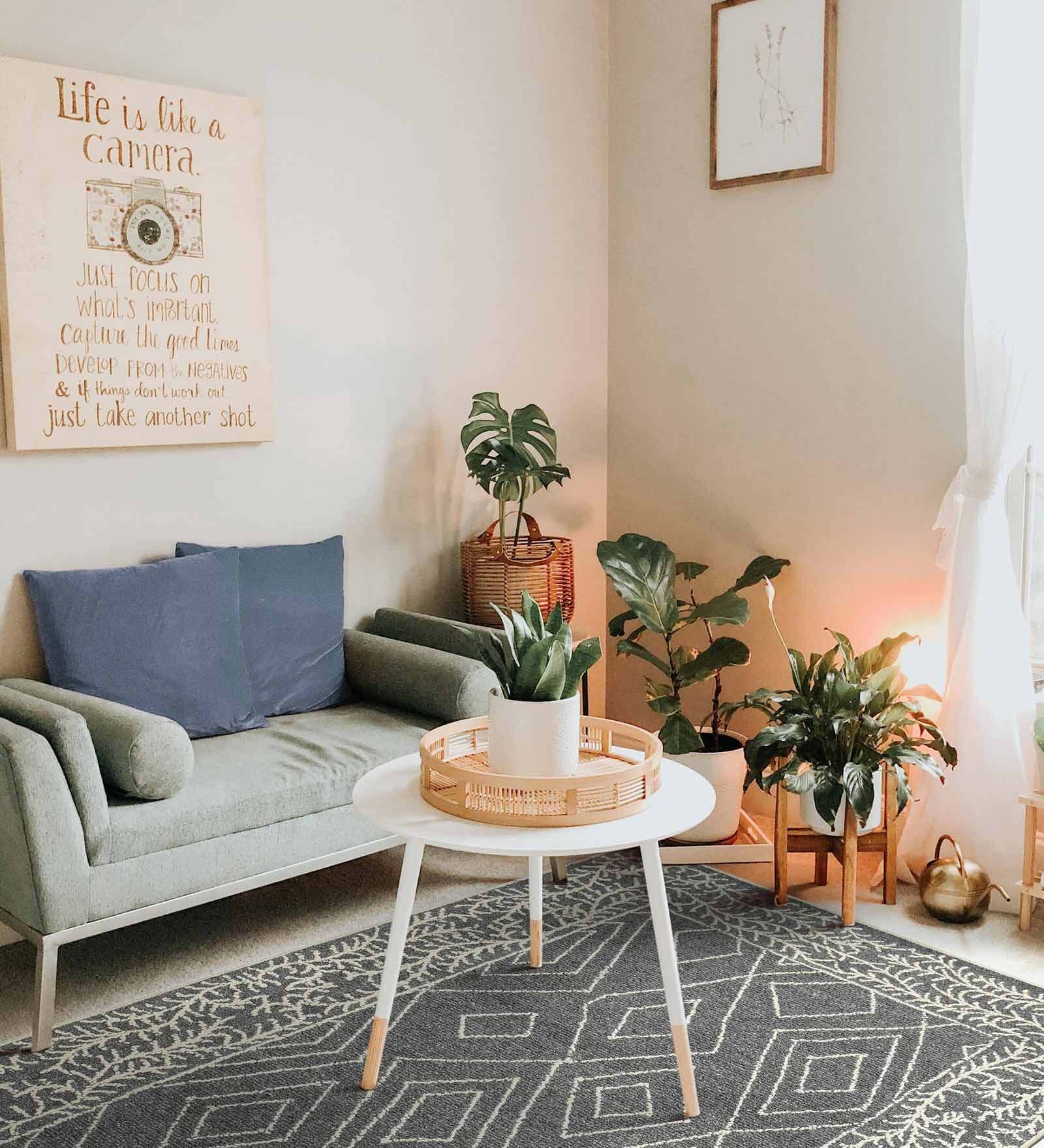 Grey Geometric Wool 5 ft x 8 ft Hand Tufted Carpet