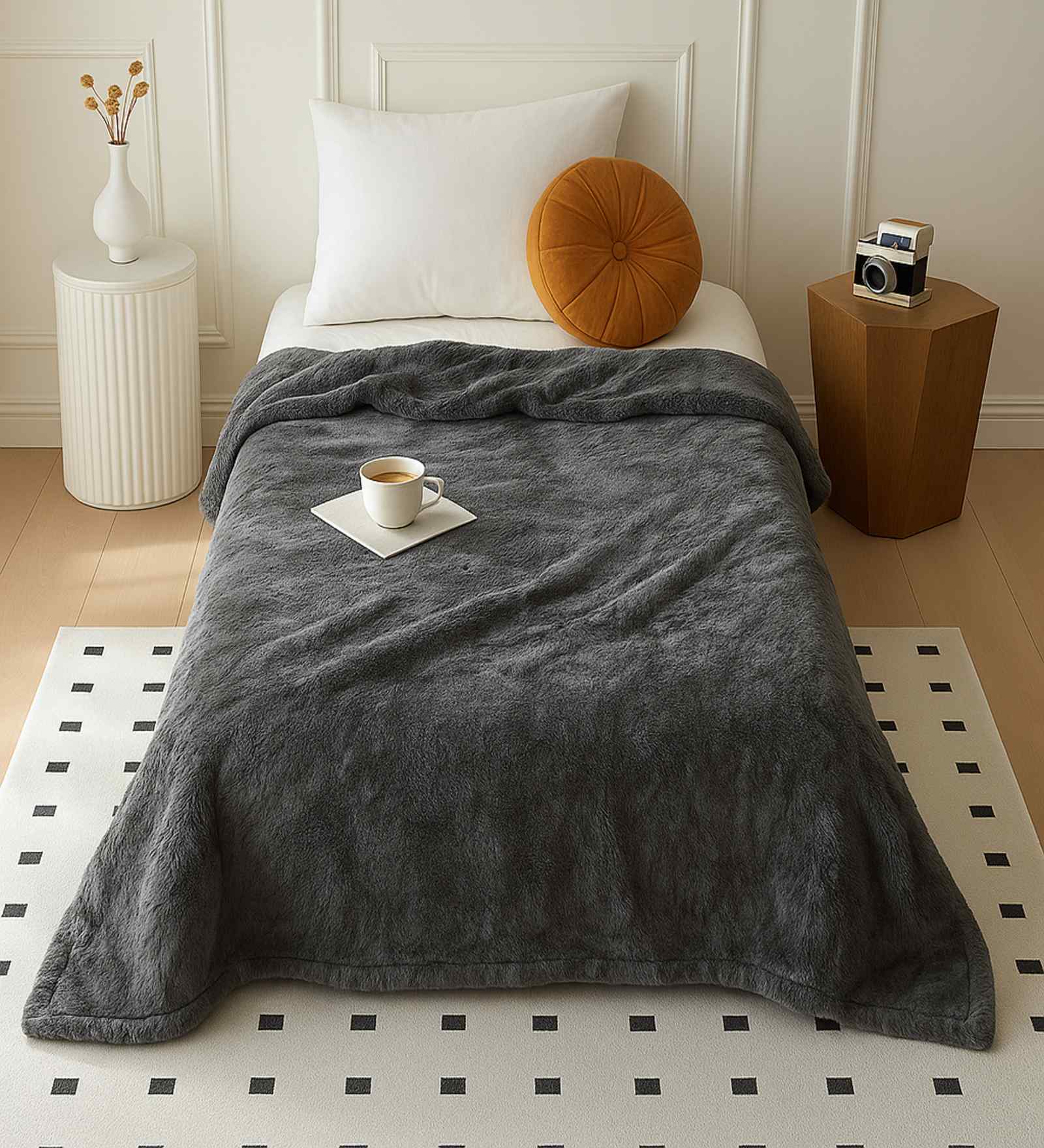 Grey Wool Plain 330 GSM Single Bed woolen blanket