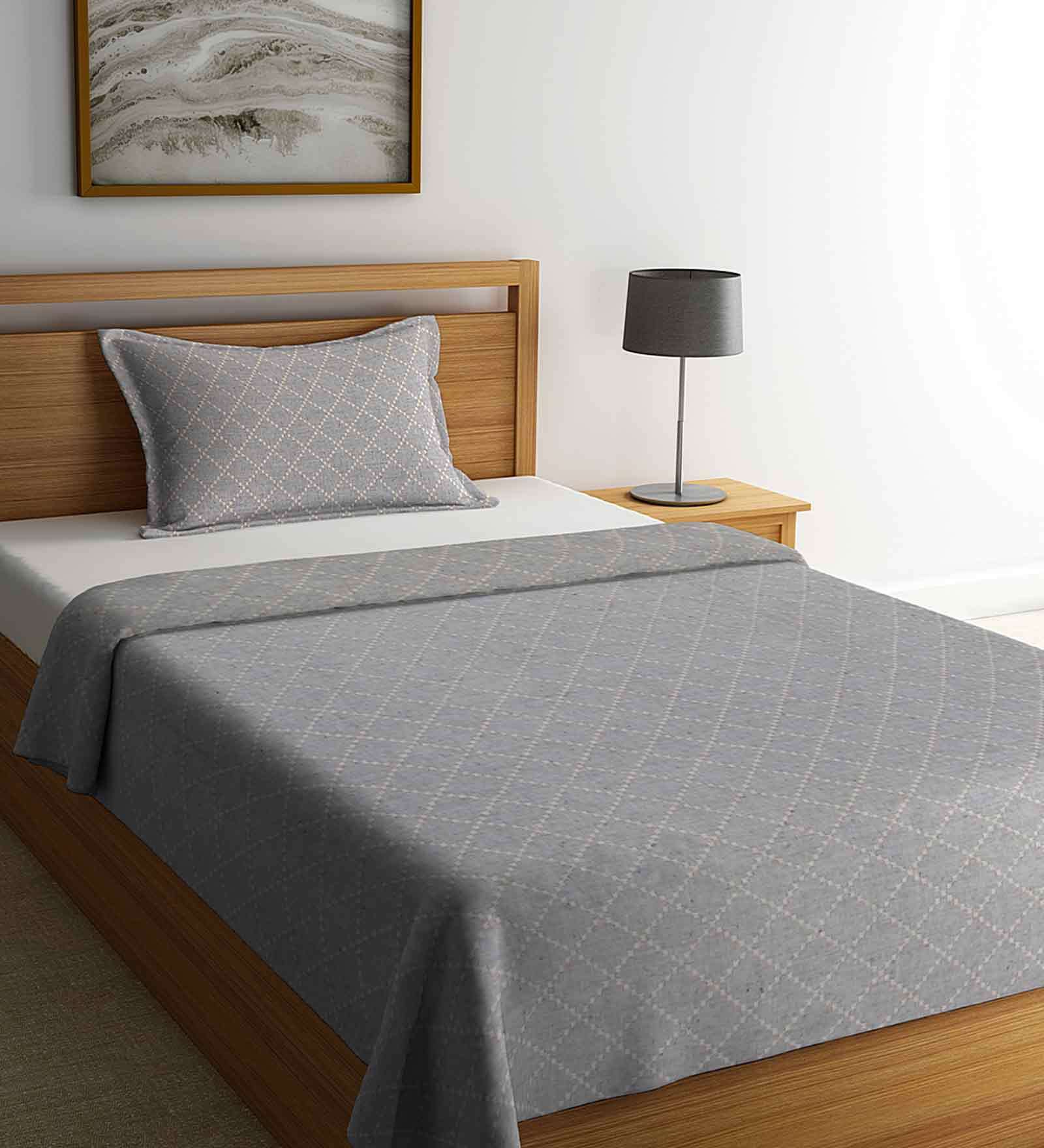 Buy Grey Woven Design Cotton Single Bed cover With Pillow Cover by Klotthe at 74 OFF by Klotthe