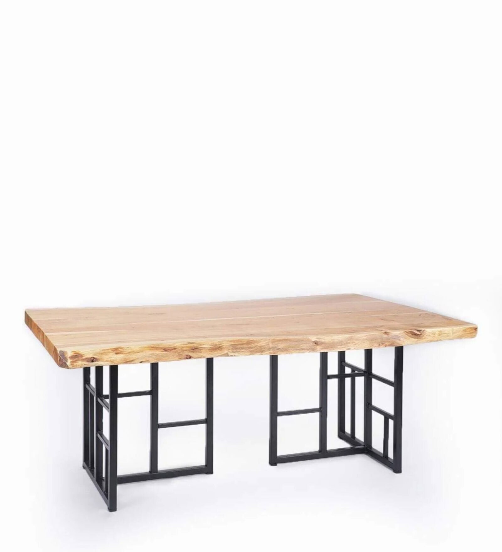 Grid Solid Wood Small Coffee Table In Natural Finish