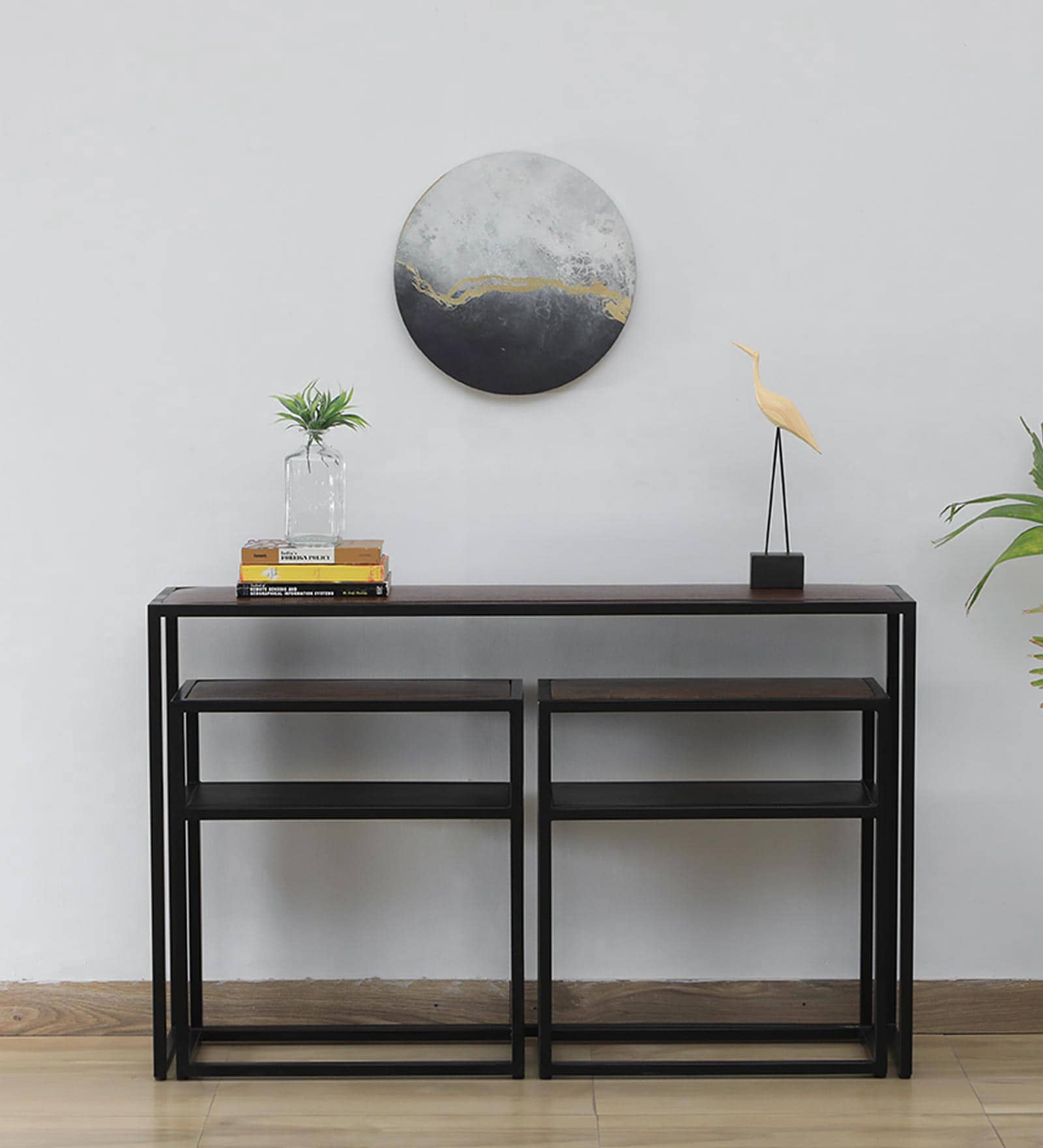 Griffin Solid Wood Console Table in Scratch Resistant Black Finish