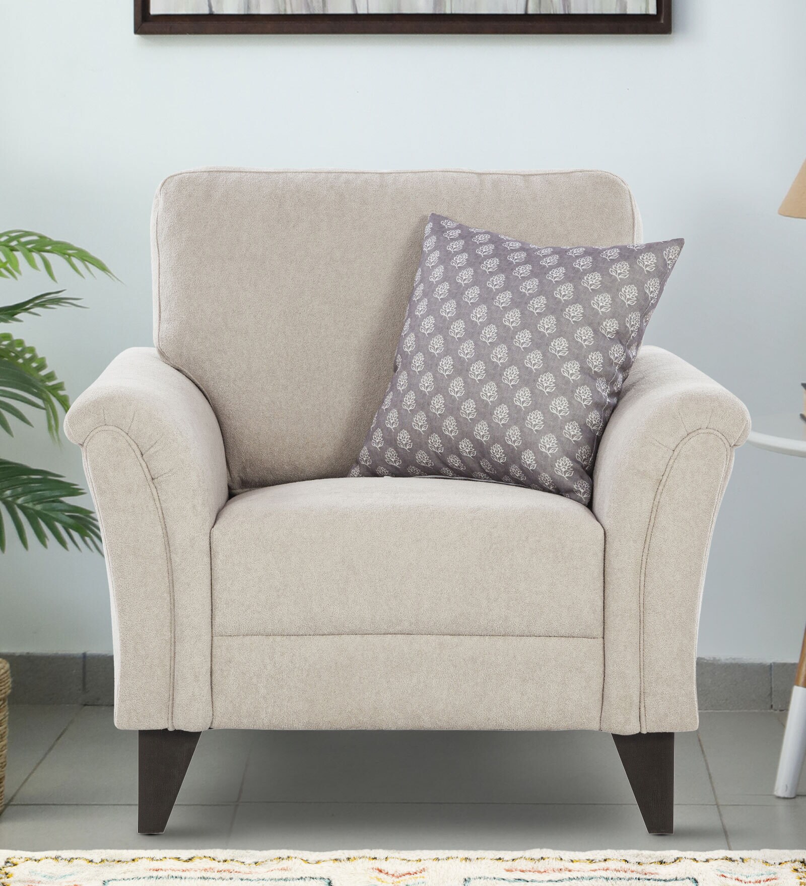Grimsby Fabric 1 Seater Sofa in Cloud Colour