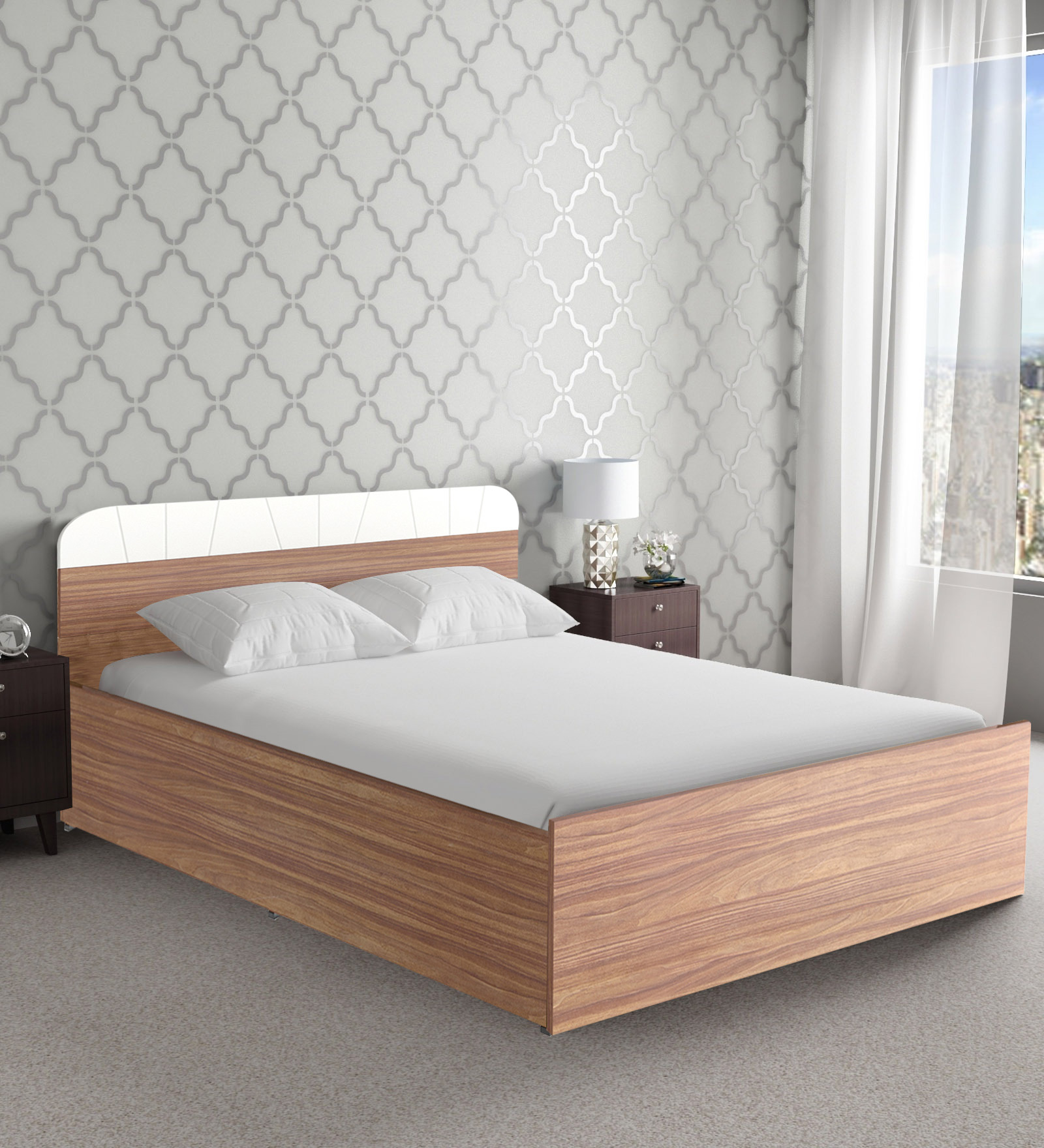 Grove King Size Bed with Storage in Brown Colour