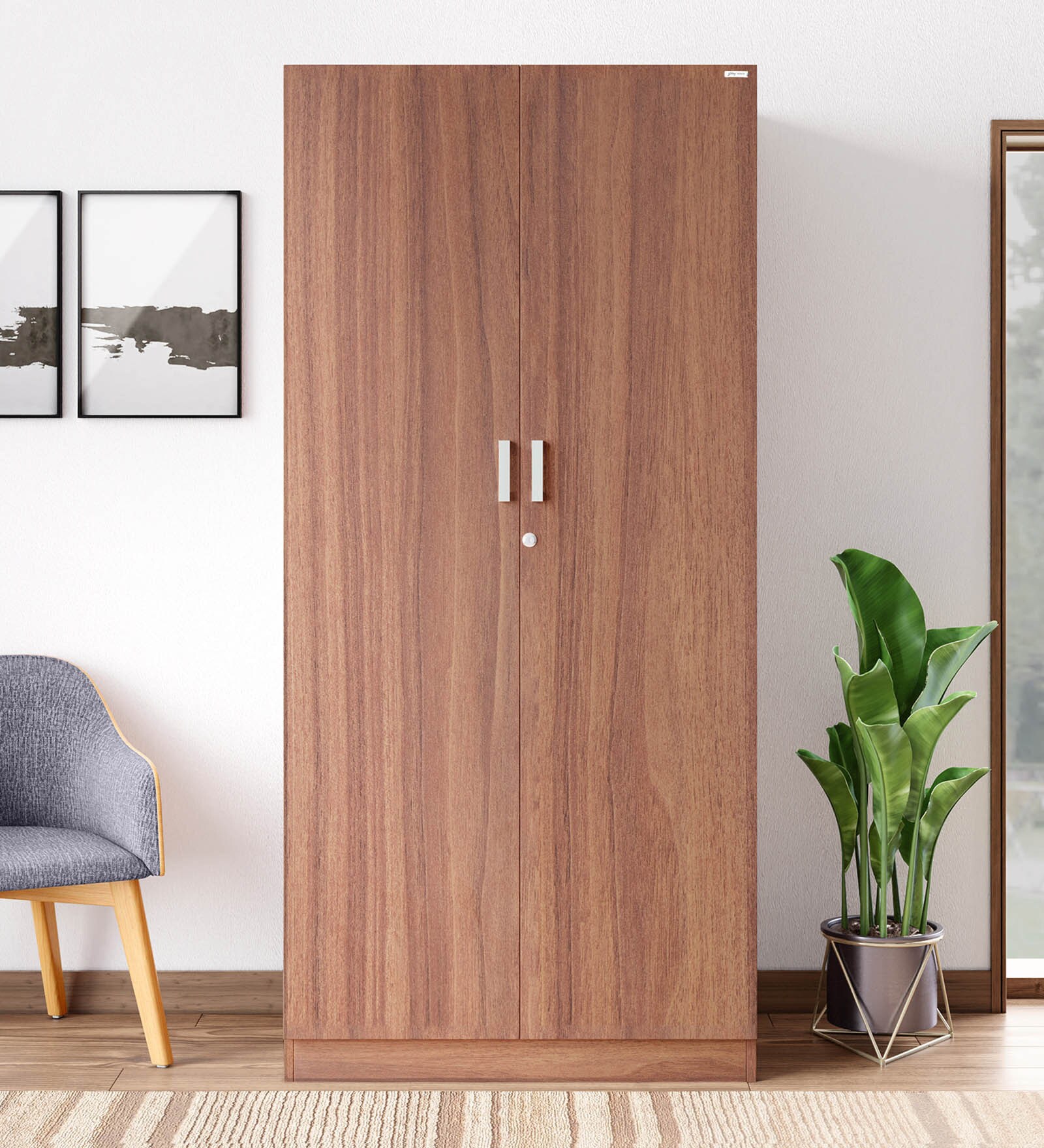 Grove 2 Door Wardrobe in Brown Finish Grove 2 Door Wardrobe in Brown Finish