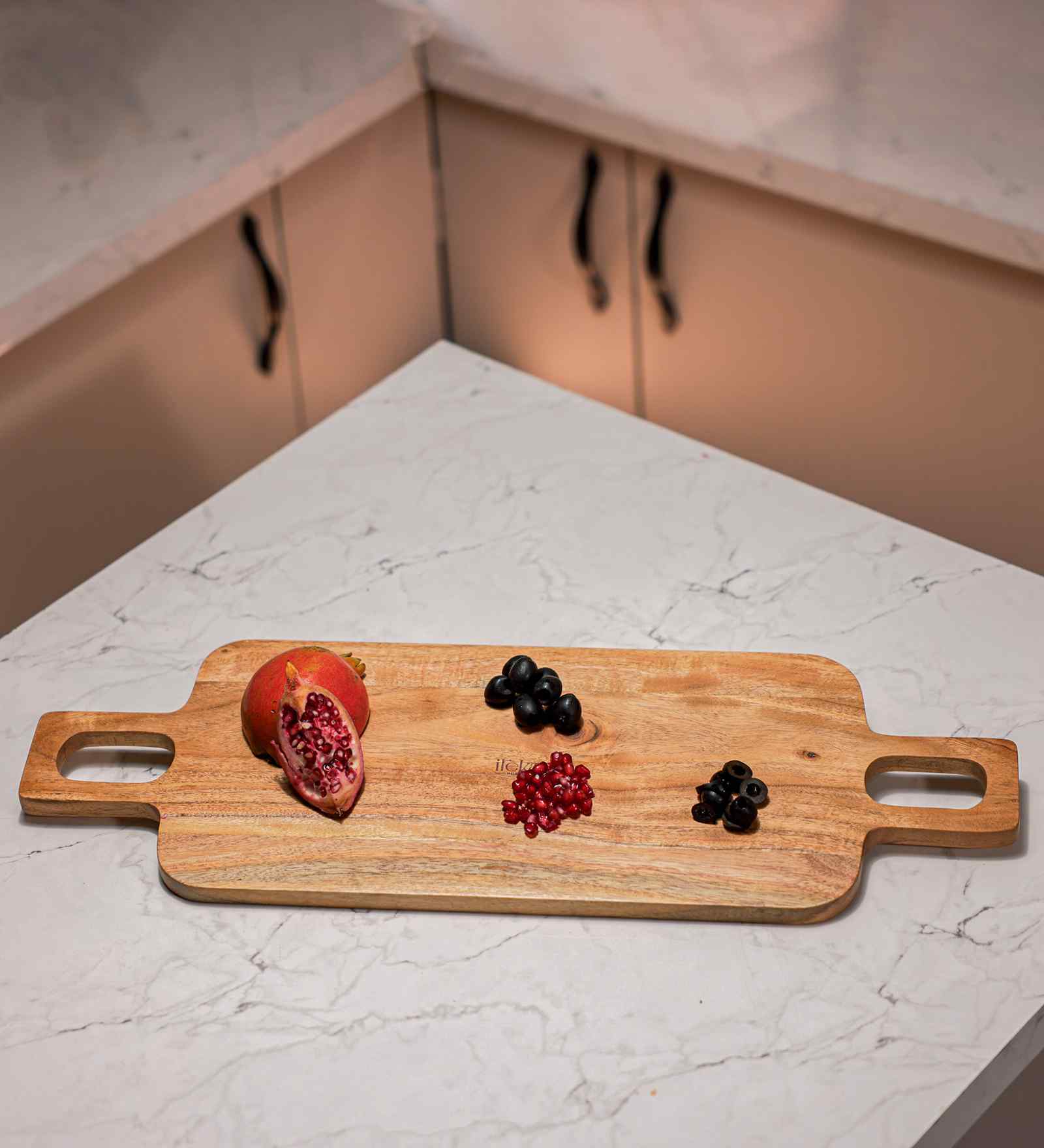 Rustic Charm Grovez Acacia Wood Chopping Board with Double Handle