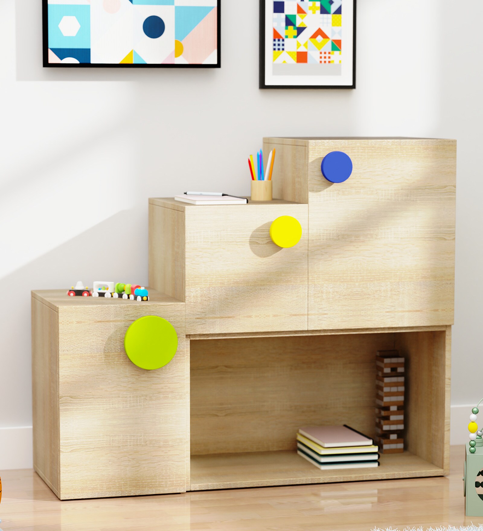 Growing Up Kids Storage Cabinet in Oak Colour