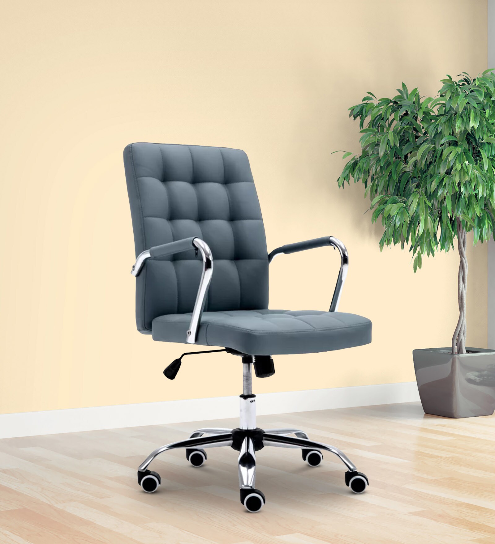 Gruber Leatherette Executive Chair in Grey Colour