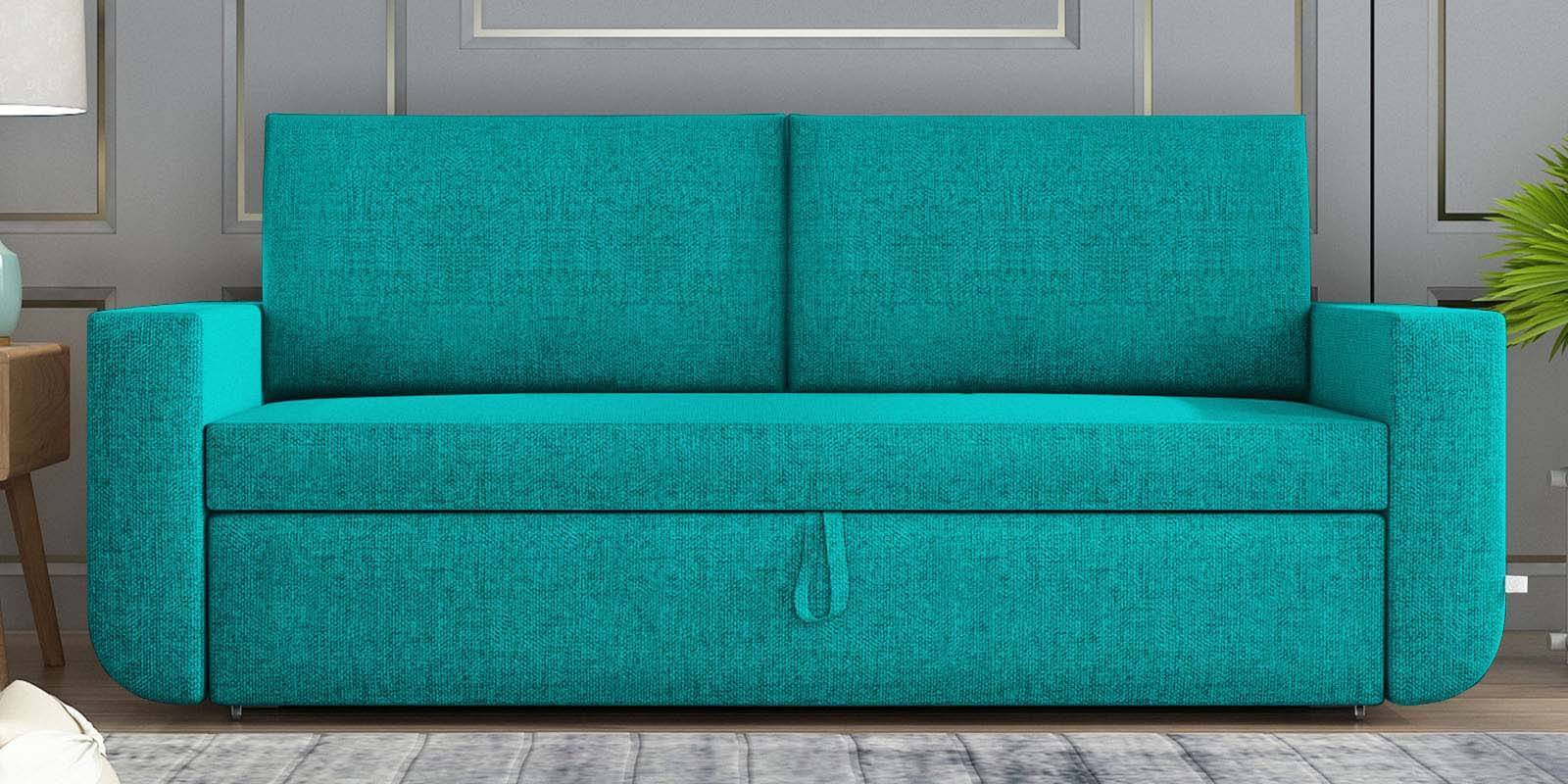 Buy Grace Fabric 3 Seater Pull Out Sofa Cum Bed In Sea Green Colour