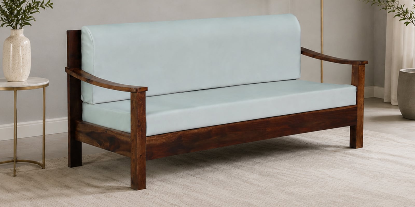 Graz Sheesham Wood 3 seater Sofa in Provincial Teak Finish Graz Sheesham Wood 3 seater Sofa in Provincial Teak Finish