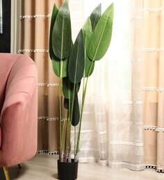 Green Plastic Artificial Birds Of Paradise Plant with pot by fourwalls