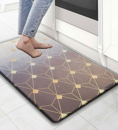 Gradation Geometric Microfibre 30x18 Inches Anti Skid Door Mat