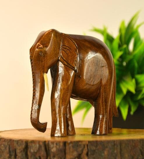 Great Grand Calm Elephant Brown Solid Wood Showpiece