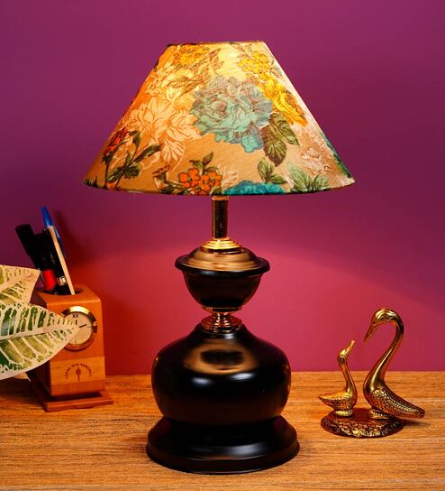 Multicolor Shade Table Lamp With Metal Base By Foziq