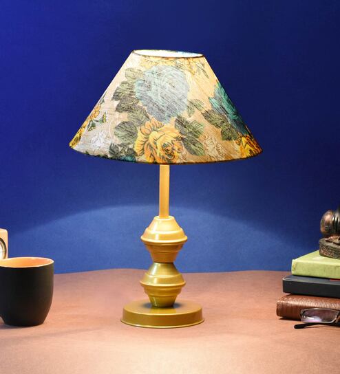 Multicolor Shade Table Lamp With Metal Base By Foziq
