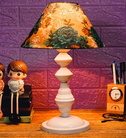 Multicolor Shade Table Lamp With Metal Base By Foziq