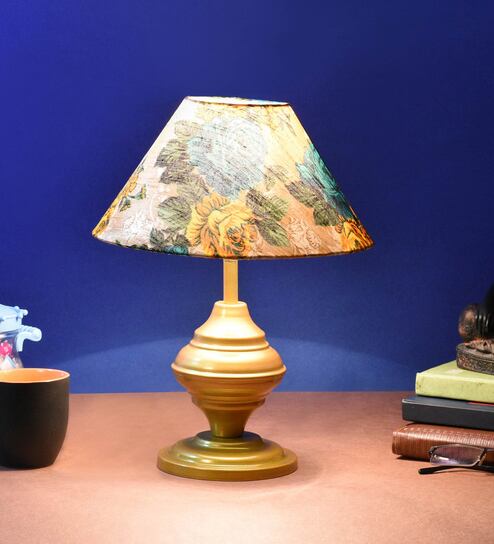 Multicolor Shade Table Lamp With Metal Base By Foziq