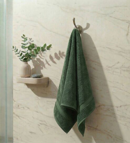 Green 100% Cotton 525 Gsm Bath Towel