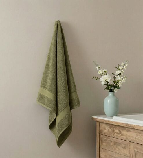 Green 100% Cotton 600 Gsm Bath Towel