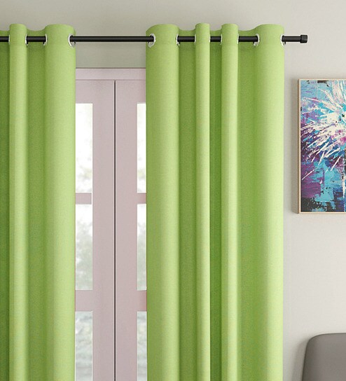 Buy Green 100 Premium Cotton Solid Design Long Door Curtain By