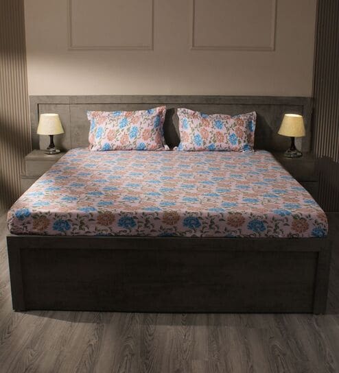 Green 144TC Cotton Flat Super King Bedsheet with 2 Pillow Covers