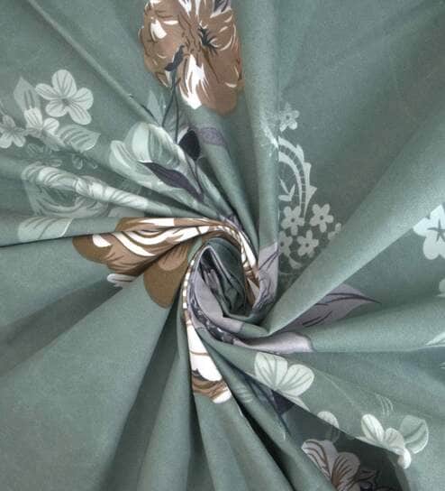 Green Abstract 210 TC Mix Cotton Single Bed Size Bedsheet wih 1 Pillow cover Essential Series Collection