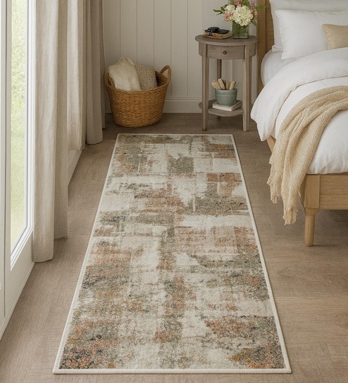 Green Abstract Polypropylene 5 ft x 2.5 ft Machine Made Runner