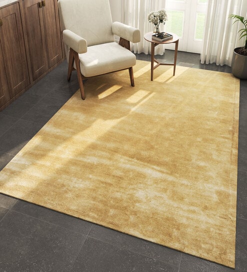 Green Abstract Viscose 5 ft X 8 ft Hand Tufted Rectangle Carpet
