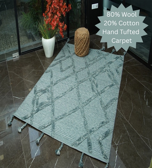 the woven legacy Green Abstract Wool Hand Tufted Carpet-picture-19
